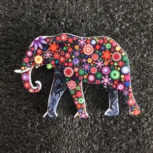 Acrylic Printed Elephant Brooch